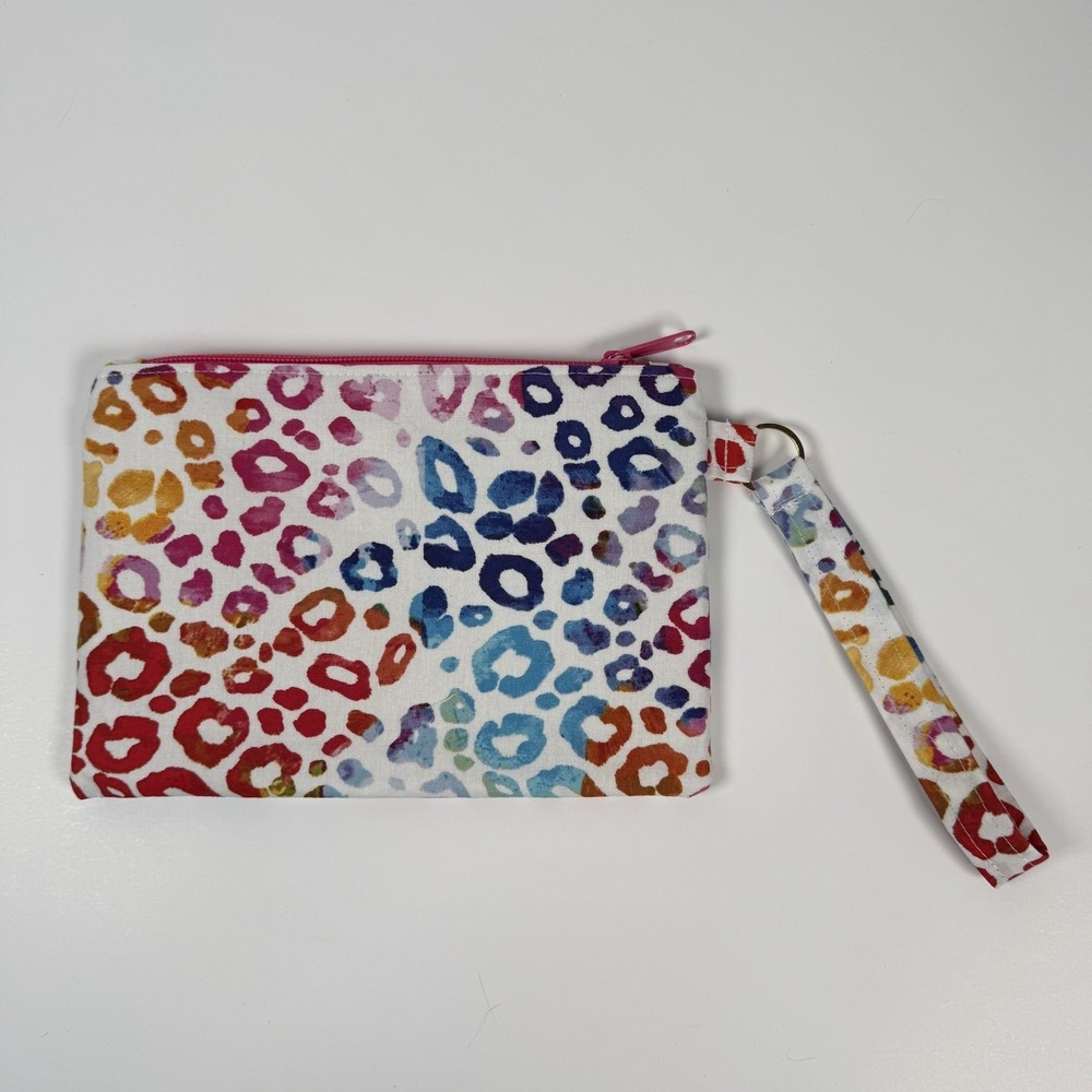 Handmade Wristlet Zipper Pouch Purse Clutch Lightweight‎ Strap New Leopard Print